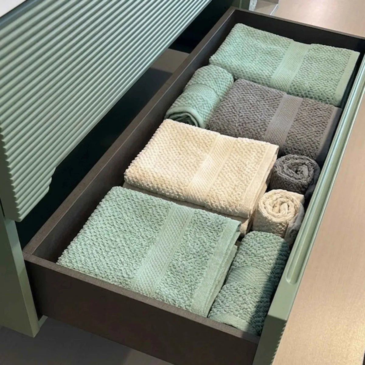 Mobil bagno verde salvia cannettato 60 80 100