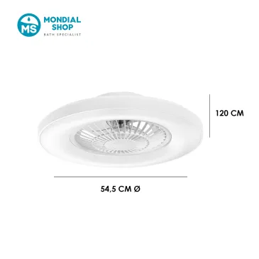 Scheda tecnica plafoniera bianca con ventilatore e speaker bluetooth integrato