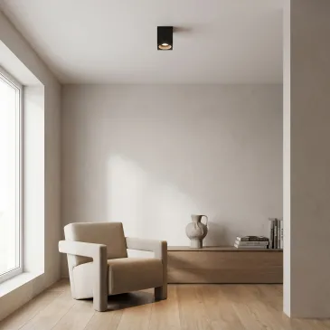 Schwarze quadratische Aluminium-Deckenleuchte GU10 | MondialShop