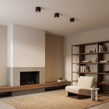 Schwarze quadratische Aluminium-Deckenleuchte GU10 | MondialShop