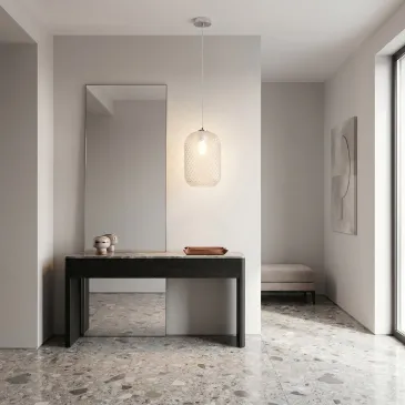 Lampadario moderno design ovale pulito color chiaro