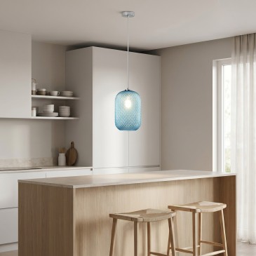 Lampadario dal design moderno color blu