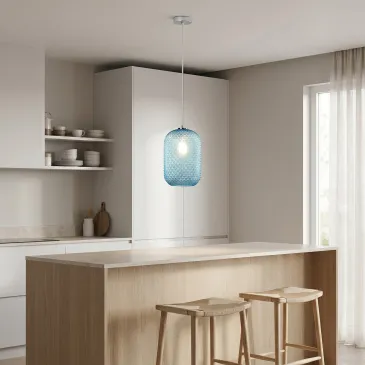 Lampadario dal design moderno color blu