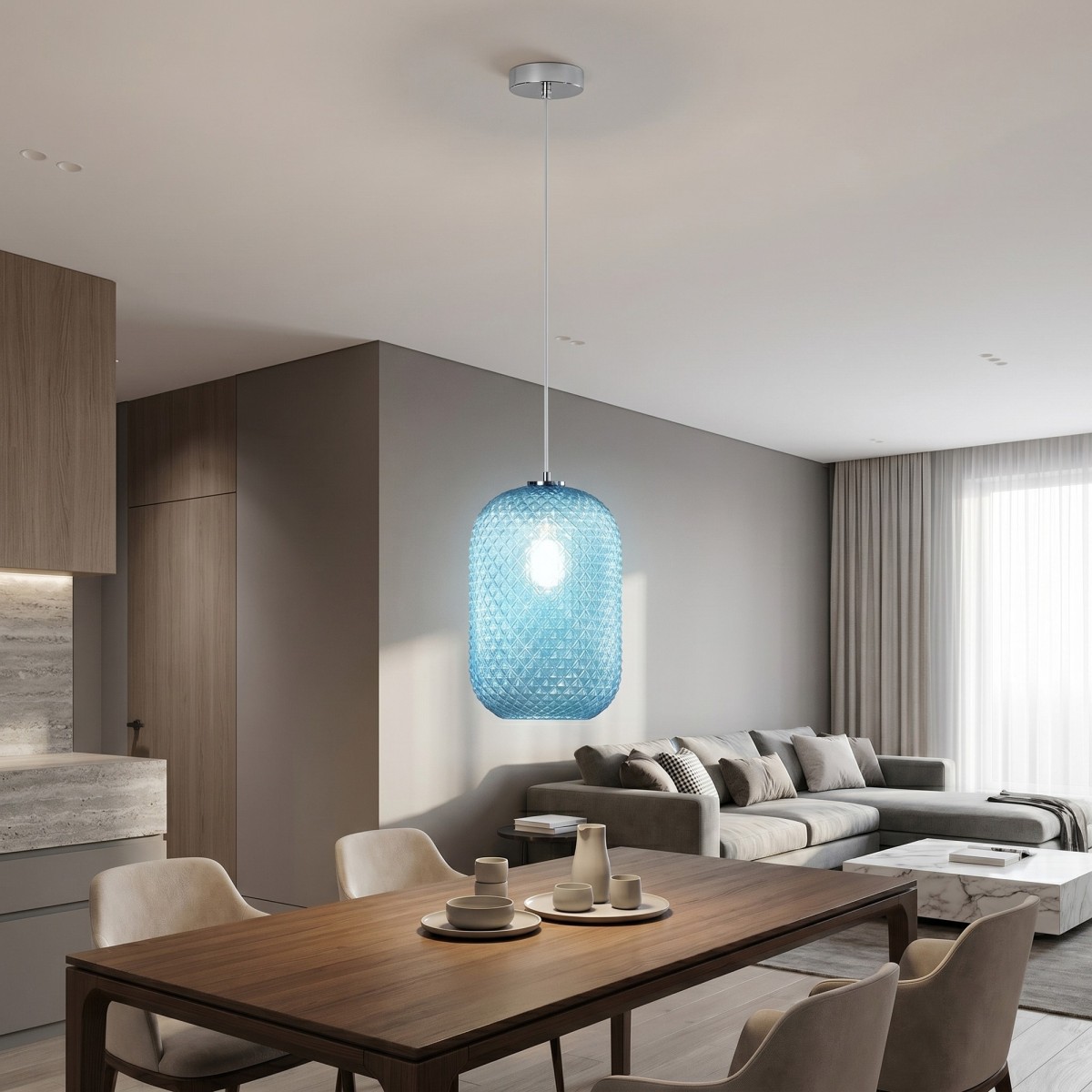 Farbige ovale Pendelleuchte 1xE27 | Mondialshop