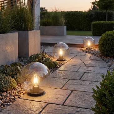 lampada da giardino trasparente design moderno resistente all'umidità