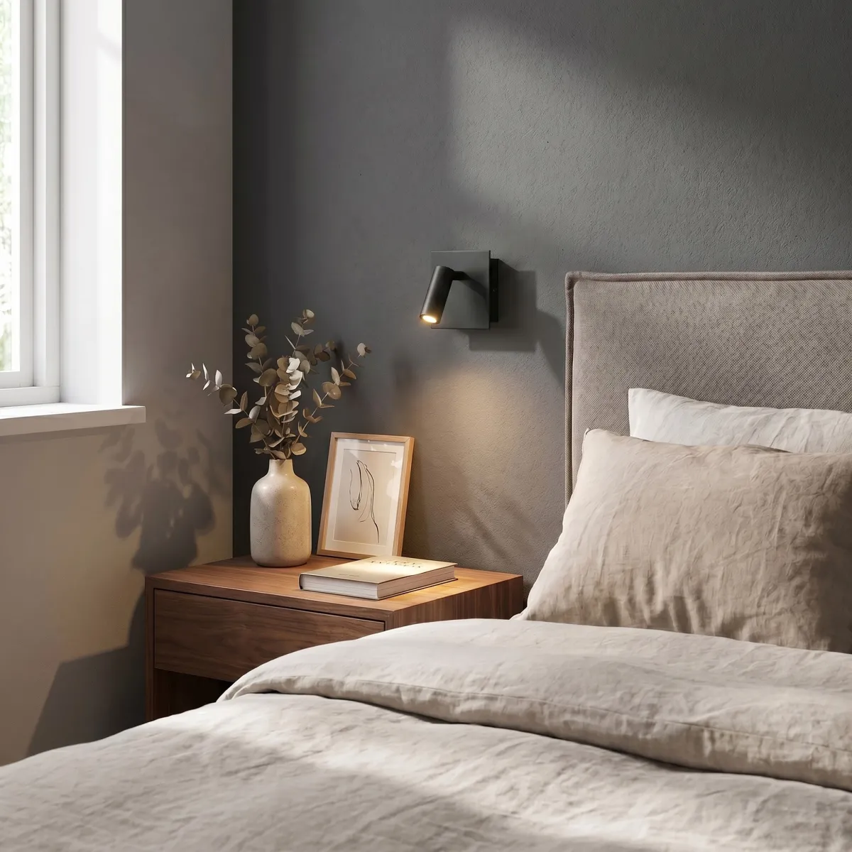 applique led lampada da muro nera