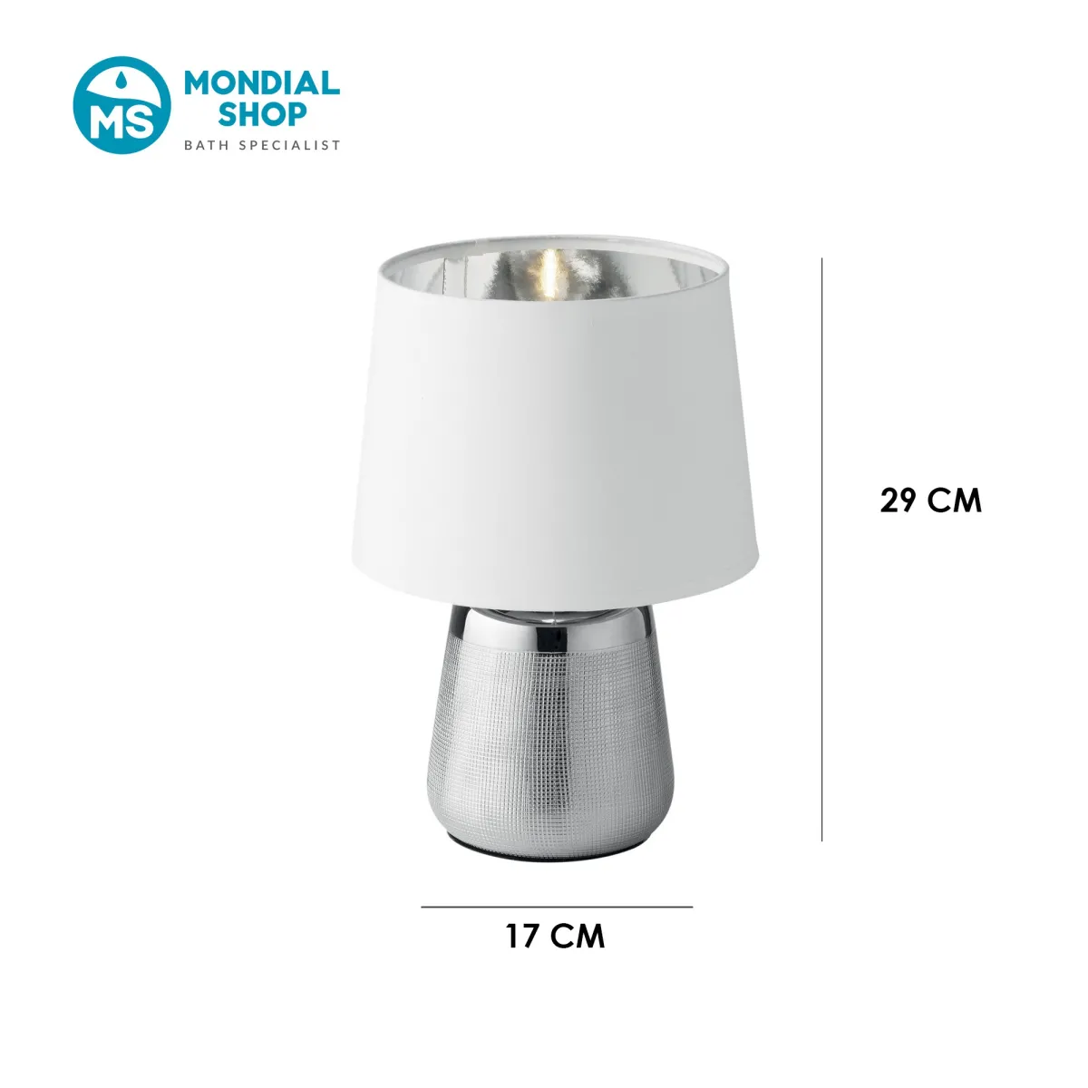 Lampe de table moderne E14 dorée ou argentée | Mondialshop