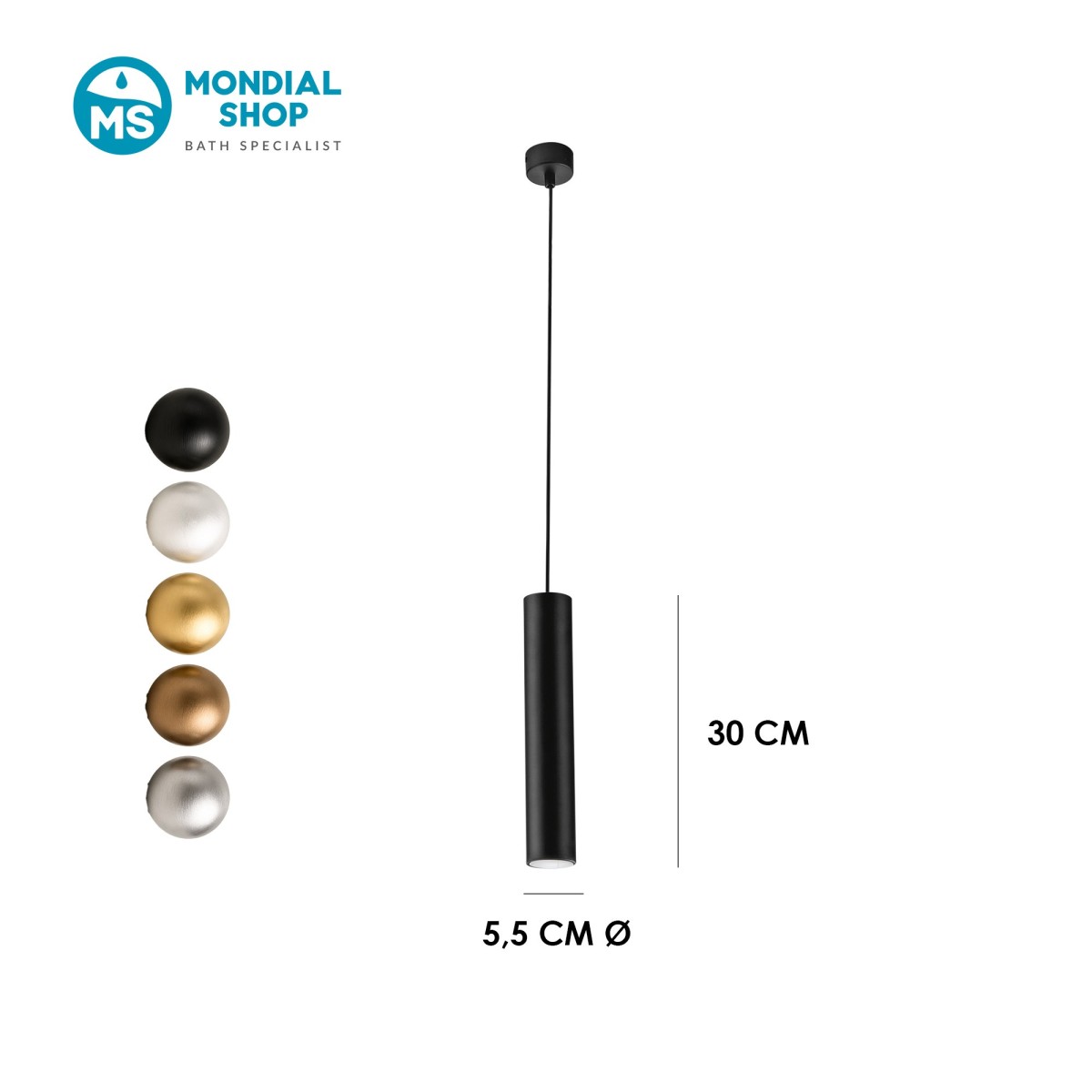 Suspension ronde moderne avec ampoule GU10 | Mondialshop