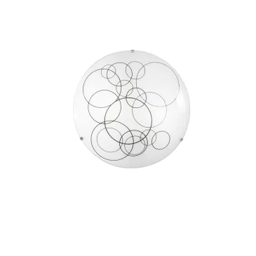Plafonnier en verre blanc avec décorations noires | Mondialshop