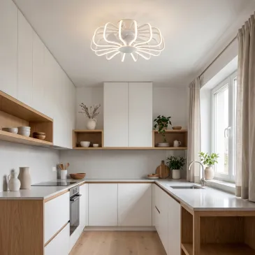 Plafoniera LED moderna da interno bianca o nera con ventilatore telecomando incluso 80W