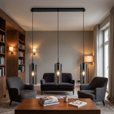 Sospensione moderna da interno 3XE27 disponibile in nero o oro