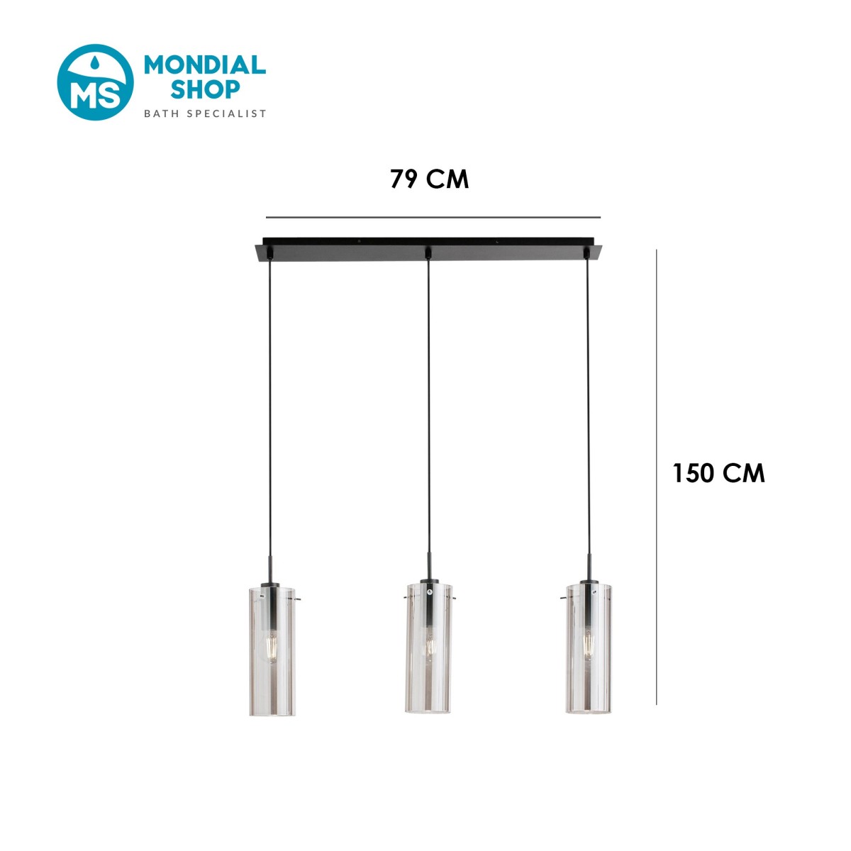 Suspension moderne 3xE27 Or ou Noir | Mondialshop