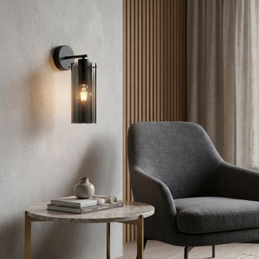 Applique moderna da interno in vetro ambra disponibile nelle varianti oro o nero 1XE27_nero