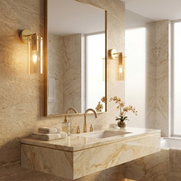 Applique murale moderne en verre ambré E27 | Mondialshop