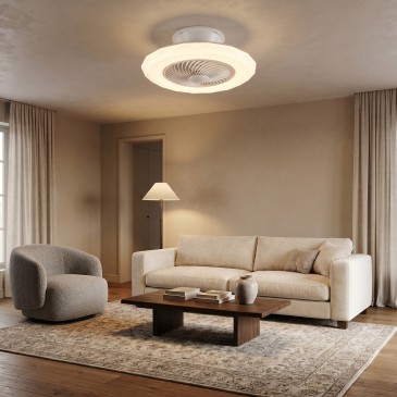 Plafonnier LED en acrylique avec ventilateur intégré à pales thermoplastiques, effet ciel étoilé, 40 W