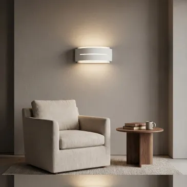 Überstreichbare weiße Gips-Wandleuchte, 2xE14 | Mondialshop