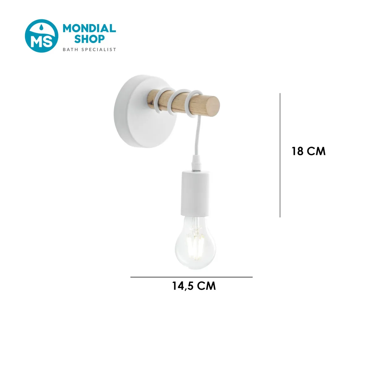 Applique murale cylindrique blanche E27 | Mondialshop