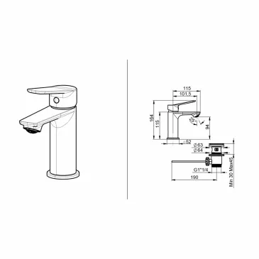 Ensemble mitigeur chromé MIO avec bonde clic-clac | Mondialshop