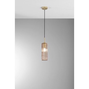 SOSPENSIONE VENICE AMBRA IN VETRO 1XE27 D15X200CM