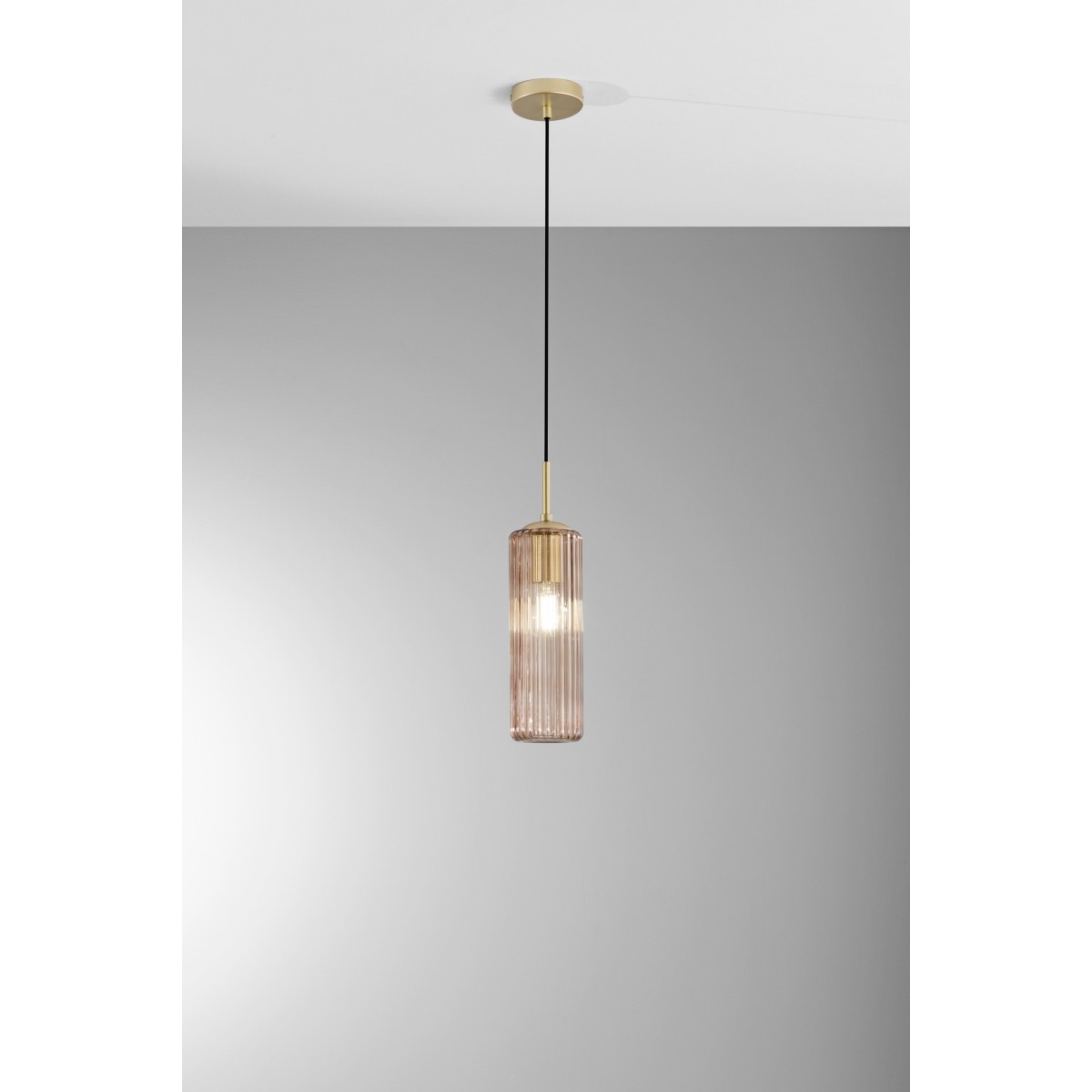 SOSPENSIONE VENICE AMBRA IN VETRO 1XE27 D15X200CM