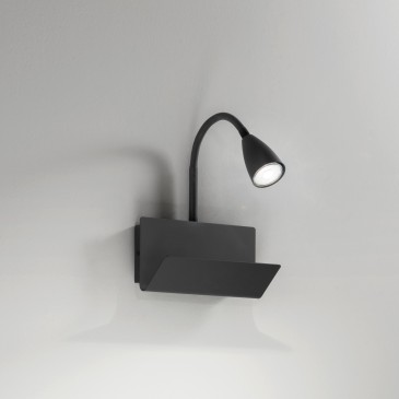 APPLIQUE GULP FLESSIBILE NERO CON USB 2A 1XGU10 23X27X49CM