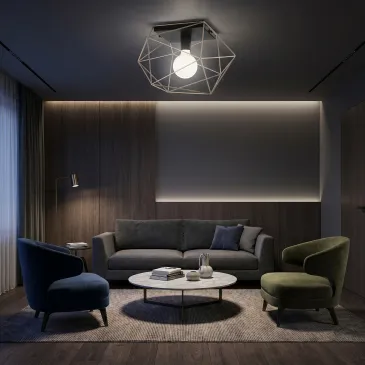 lampada nera da soffitto per camere, cucine, salotti, ecc...
