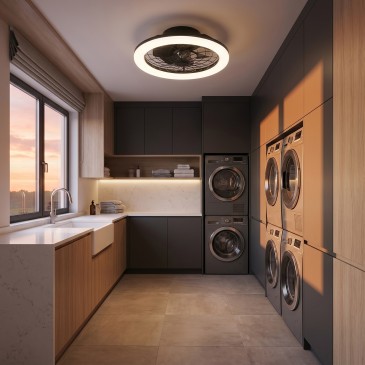 Plafoniera LED con ventilatore e telecomando incluso disponibile in Bianco o Nero