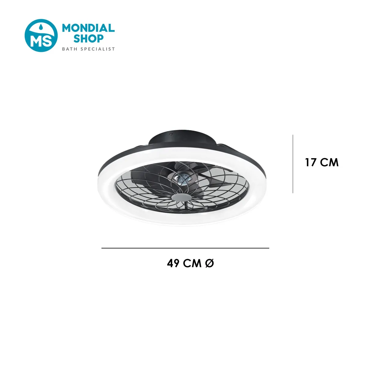 Scheda tecnica plafoniera LED con ventilatore integrato nera