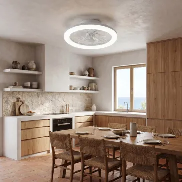 Deckenleuchte mit integriertem Ventilator, schwarz, LED, 40 W, 5500 lm, mit Fernbedienung