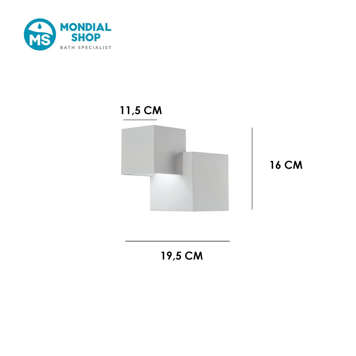 Überstreichbare weiße Gips-Wandleuchte, 2xG9 | Mondialshop