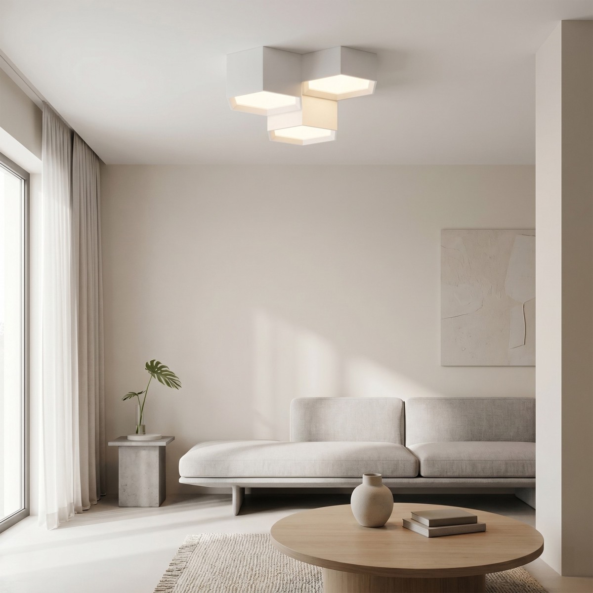 Lampada da soffitto design moderno in gesso verniciabile