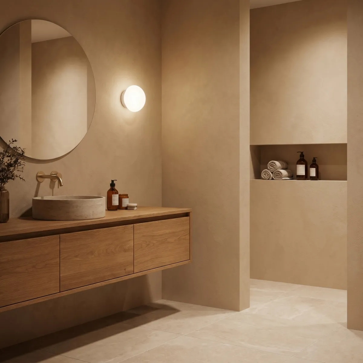 Applique design moderno per ambiente bagno tonda bianca