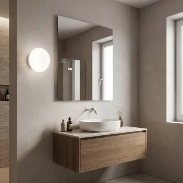 Applique murale ronde blanche moderne pour salle de bain | Mondialshop
