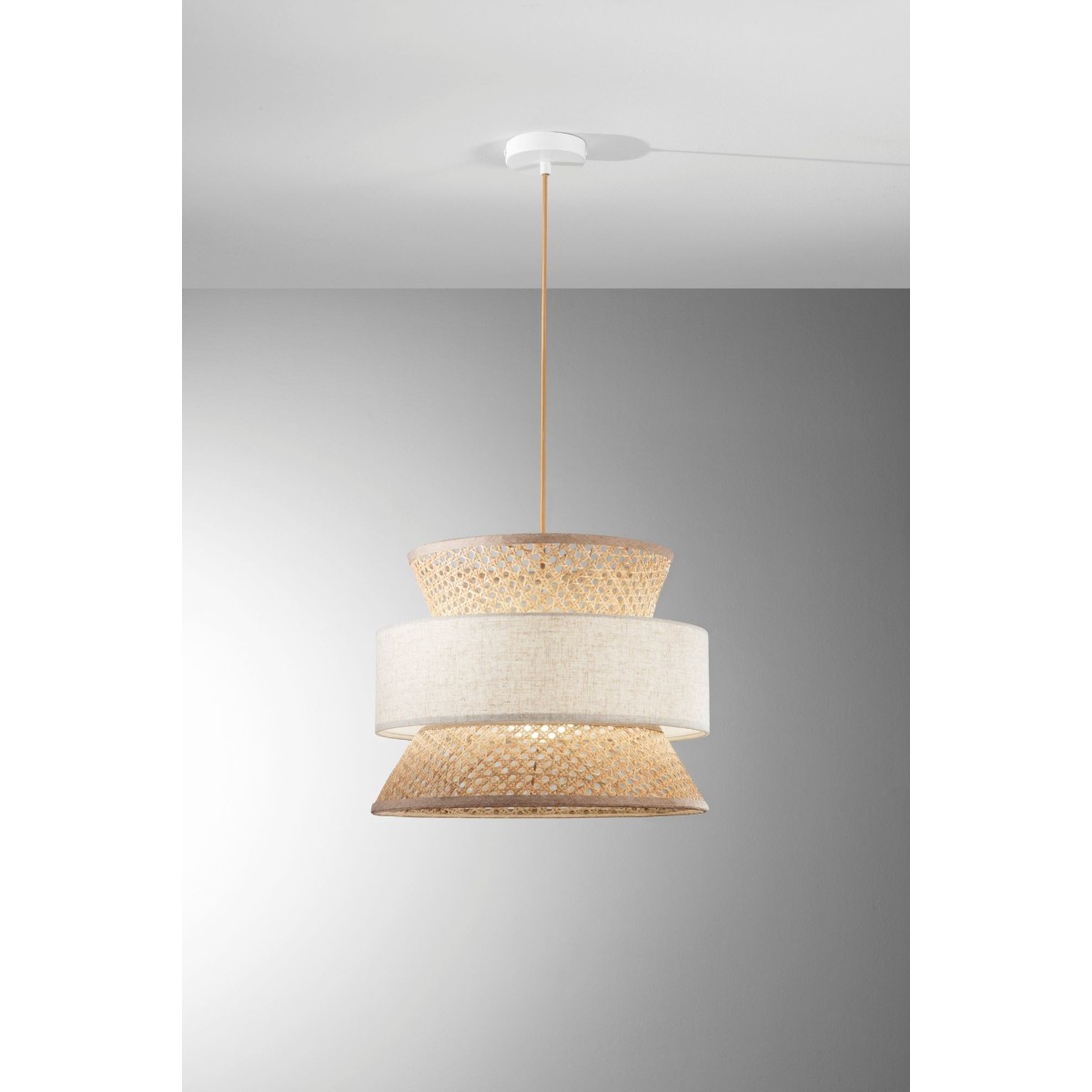 Lampe suspendue en rotin (E27) | Mondialshop