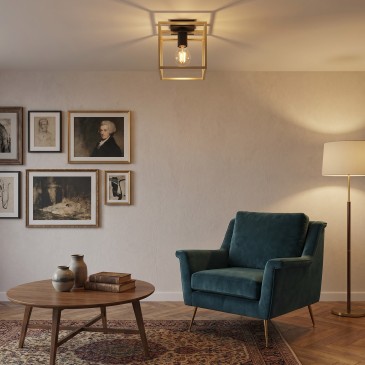 Plafonnier moderne noir et or E27 | Mondialshop