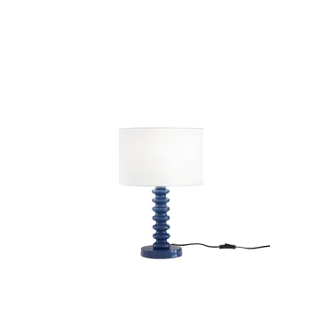 Lampe de table en velours blanc et métal | Mondialshop