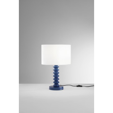 Lampada da Tavolo Velluto Bianco e Metallo | Mondialshop