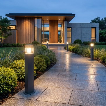 Paletto dal design moderno per esterni giardini e vialetti in Antracite 1XE27