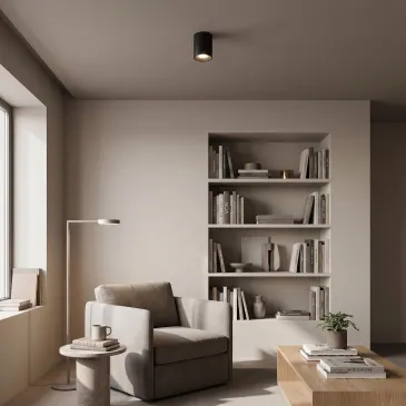 Plafoniera tonda dal design moderno disponibile nera o bianca 1XGU10