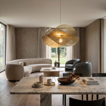 Suspension d'intérieur dorée à motif perforé 1XE27