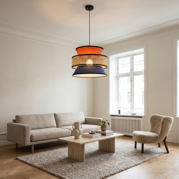 Lampe suspendue en rotin (E27) | Mondialshop