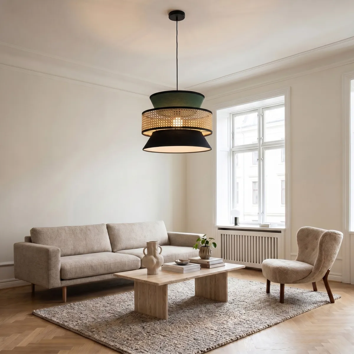 Rattan-Pendelleuchte E27 | Mondialshop