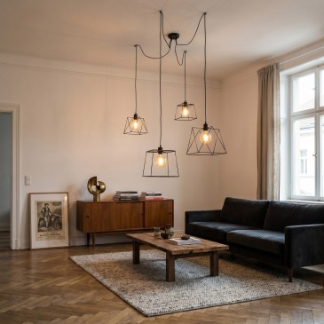 Lampadario Sospensione Nero Poligonale | Mondialshop