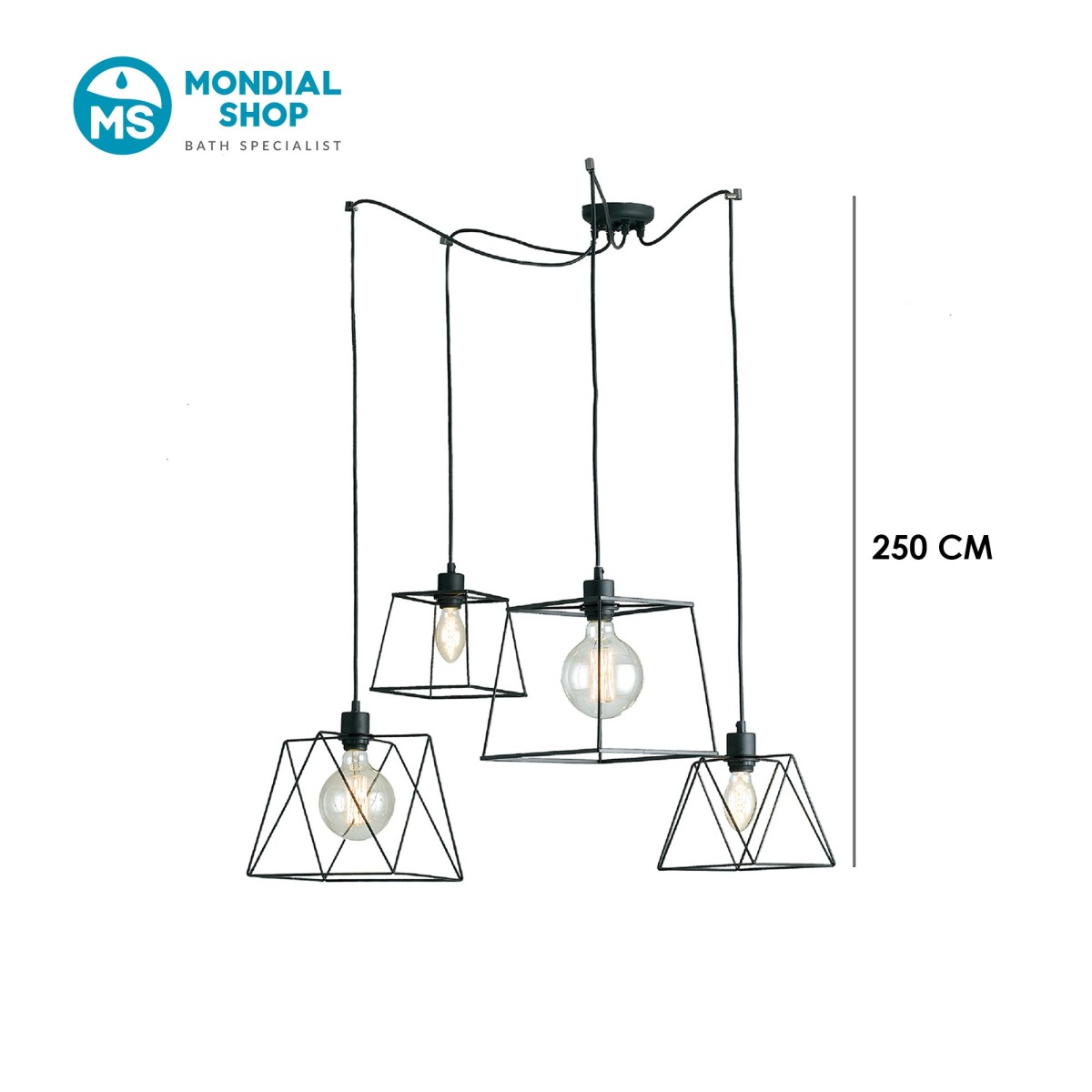 Schwarze, polygonale Pendelleuchte | Mondialshop