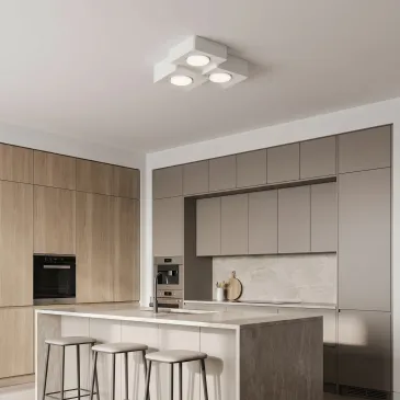 Plafonnier carré blanc 3XGX53 | Mondialshop