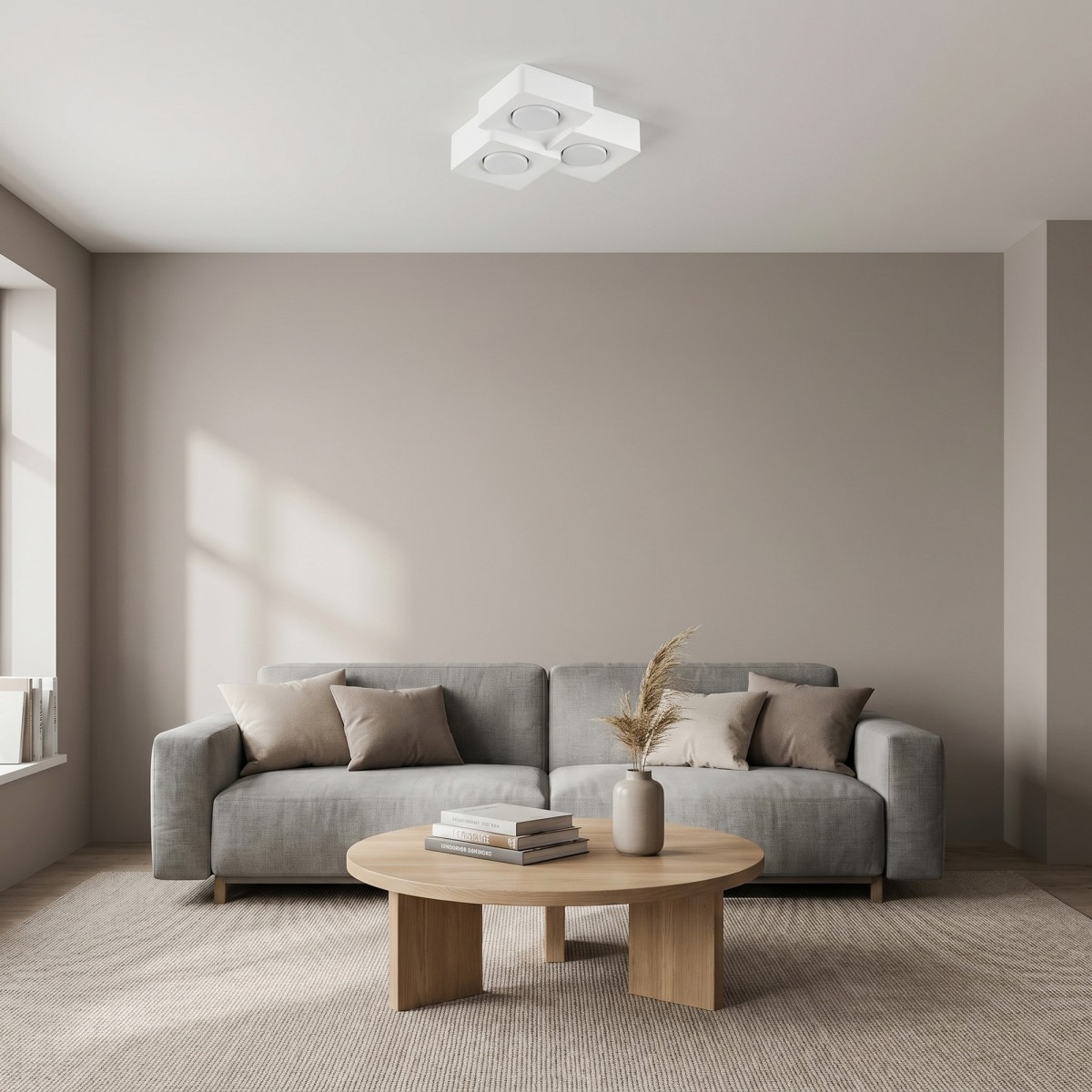 Plafonnier carré blanc 3XGX53 | Mondialshop