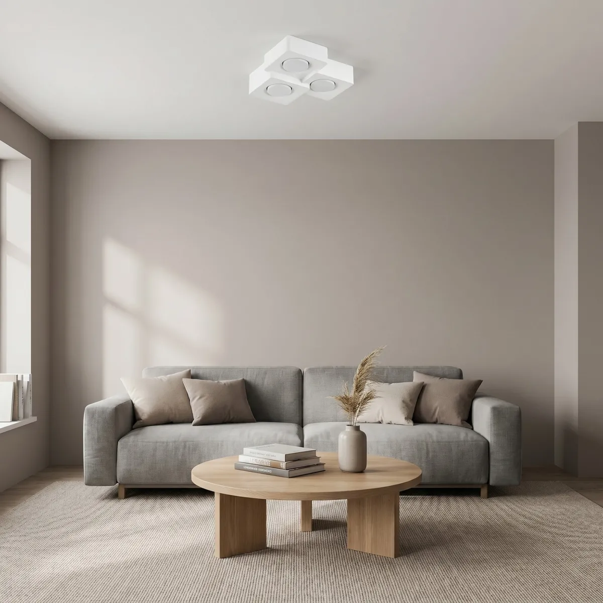 Weiße quadratische Deckenleuchte 3XGX53 | Mondialshop