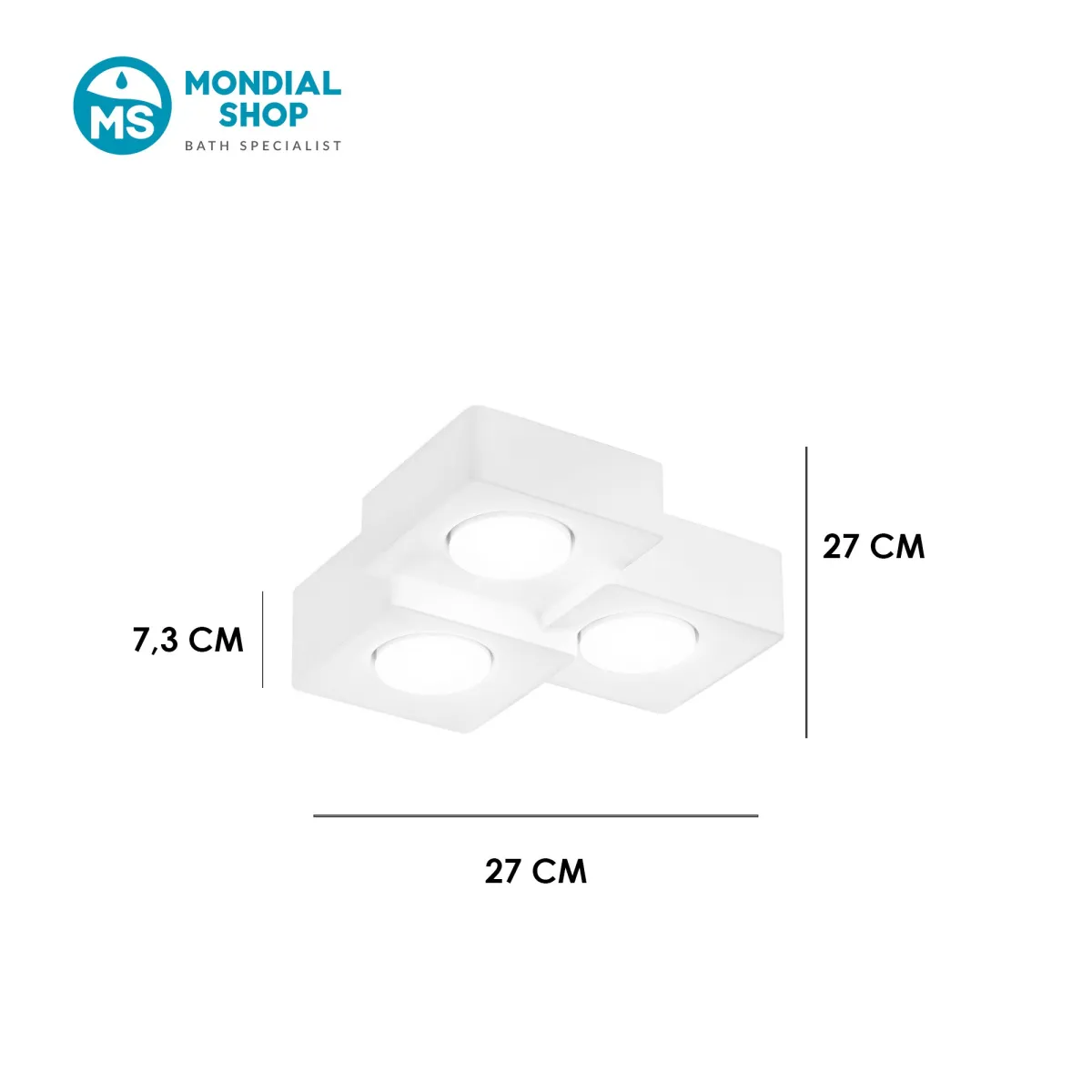 Weiße quadratische Deckenleuchte 3XGX53 | Mondialshop