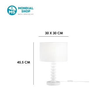Tischleuchte aus weißem Samt und Metall | Mondialshop