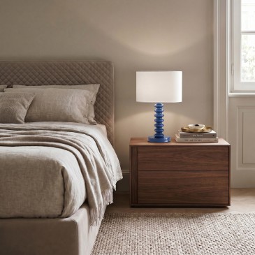 Lampada da Tavolo Velluto Bianco e Metallo | Mondialshop